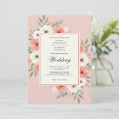 Invitation Mariage botanique romantique corallien (Debout devant)