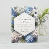Invitation Mariage Botanique Romantique Hydrangea Bleu (Debout devant)