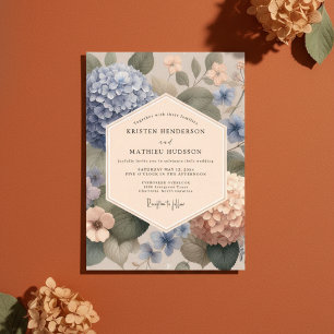Invitation Mariage Botanique Romantique Hydrangea Bleu