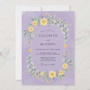 Invitation Mariage Botanique Romantique Jaune Lilas