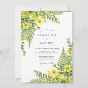 Invitation Mariage Botanique Romantique Jaune Verdoyant
