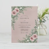 Invitation Mariage Botanique Romantique Mauve (Debout devant)