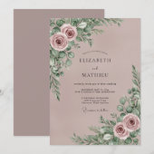 Invitation Mariage Botanique Romantique Mauve (Devant / Derrière)