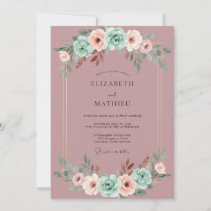 Invitation Mariage Botanique Romantique Mauve Menthe