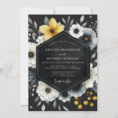 Invitation Mariage Botanique Romantique Noir Jaune (Devant)