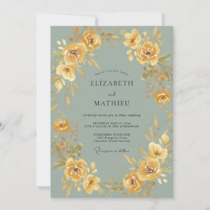 Invitation Mariage Botanique Romantique Ocre