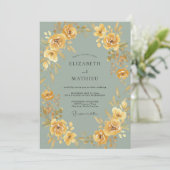 Invitation Mariage Botanique Romantique Ocre (Debout devant)