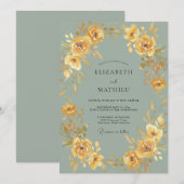 Invitation Mariage Botanique Romantique Ocre (Devant / Derrière)