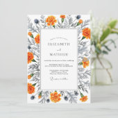 Invitation Mariage Botanique Romantique Orange (Debout devant)