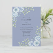 Invitation Mariage Botanique Romantique Pervenche (Debout devant)