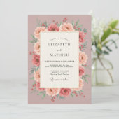 Invitation Mariage Botanique Romantique Rose (Debout devant)
