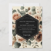 Invitation Mariage Botanique Romantique Rose Crème (Devant)