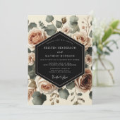 Invitation Mariage Botanique Romantique Rose Crème (Debout devant)