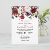 Invitation Mariage botanique romantique rouge aquarelle (Debout devant)
