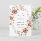 Invitation Mariage Botanique Romantique Terracotta (Debout devant)