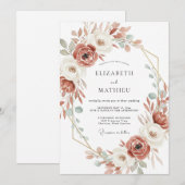 Invitation Mariage Botanique Romantique Terracotta (Devant / Derrière)