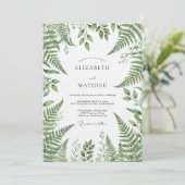 Invitation Mariage botanique romantique vert émeraude (Debout devant)