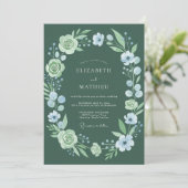 Invitation Mariage Botanique Romantique Vert Forêt (Debout devant)