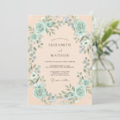 Invitation Mariage Botanique Romantique Vert Mousse de Mer (Debout devant)