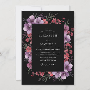 Invitation Mariage Botanique Romantique Violet Prune