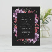 Invitation Mariage Botanique Romantique Violet Prune (Debout devant)
