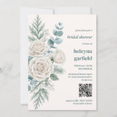 Invitation Mariage botanique Rose Blanche d'Hiver (Devant)