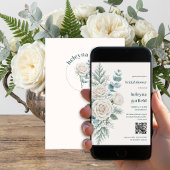 Invitation Mariage botanique Rose Blanche d'Hiver