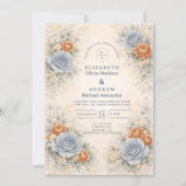 Invitation Mariage Botanique Rose Bleue (Devant)