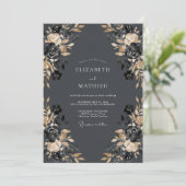 Invitation Mariage Botanique Rose Charbon (Debout devant)