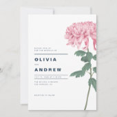 Invitation Mariage botanique rose Chrysanthemum (Devant)