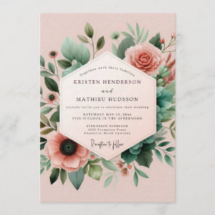 Invitation Mariage Botanique Rose Émeraude