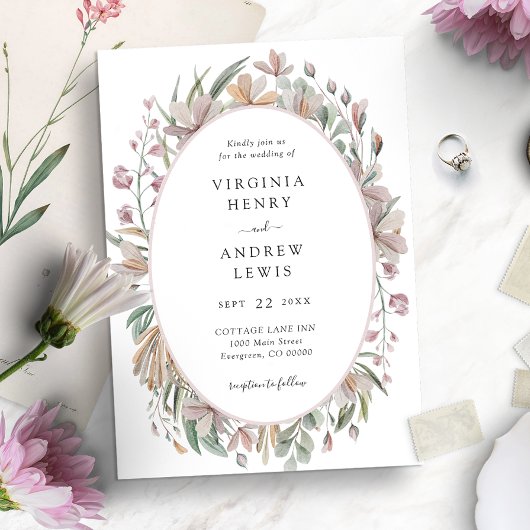 Invitation Mariage botanique rose floral