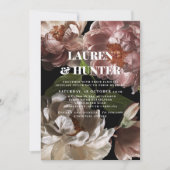 Invitation Mariage botanique rose foncé moderne en (Devant)