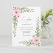 Invitation Mariage Botanique Rose Pâle Bio (Debout devant)