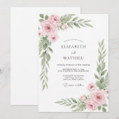 Invitation Mariage Botanique Rose Pâle Bio (Devant / Derrière)