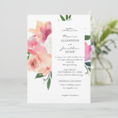 Invitation Mariage Botanique Rose Pâle & Gris V2 (Debout devant)