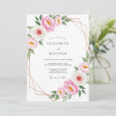 Invitation Mariage Botanique Rose Pâle Impeccable (Debout devant)