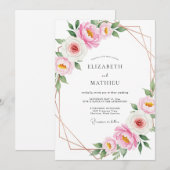 Invitation Mariage Botanique Rose Pâle Impeccable (Devant / Derrière)