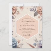 Invitation Mariage Botanique Rose Pêche Romance (Devant)