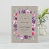 Invitation Mariage Botanique Rose Plum (Debout devant)