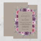 Invitation Mariage Botanique Rose Plum (Devant / Derrière)