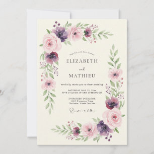 Invitation Mariage Botanique Rose Plum de Rêve