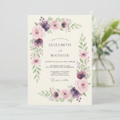 Invitation Mariage Botanique Rose Plum de Rêve (Debout devant)