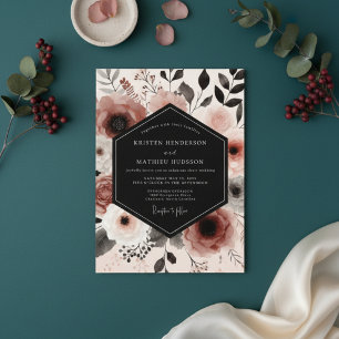 Invitation Mariage Botanique Rose Poussiéreux à l'Imagination