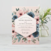 Invitation Mariage Botanique Rose Poussiéreux Fantaisie (Debout devant)