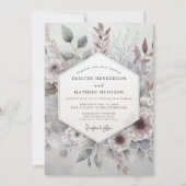 Invitation Mariage Botanique Rose Poussiéreux Fantaisiste (Devant)