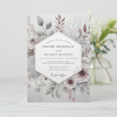 Invitation Mariage Botanique Rose Poussiéreux Fantaisiste (Debout devant)