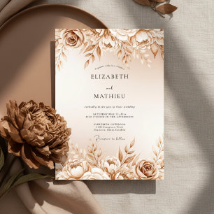 Invitation Mariage Botanique Rose Tan Romance