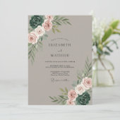 Invitation Mariage Botanique Rose Taupe Blush (Debout devant)
