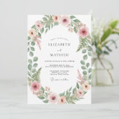 Invitation Mariage Botanique Rose Tendresse (Debout devant)